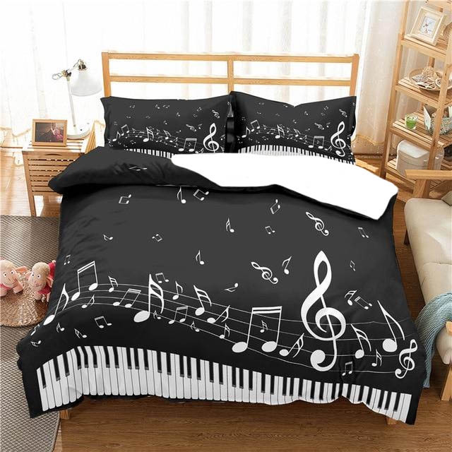 piano keyboard bedding set with duvet cover and sheets byy0t