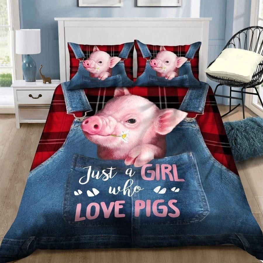 pig lover duvet cover bedding set for girls mik44