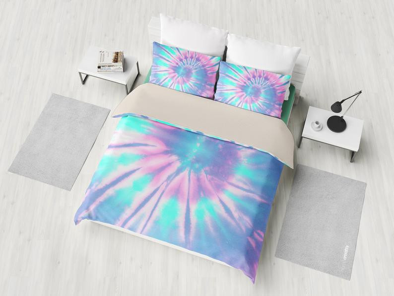 pink blue tie dye abstract duvet cover bed set qyd1s