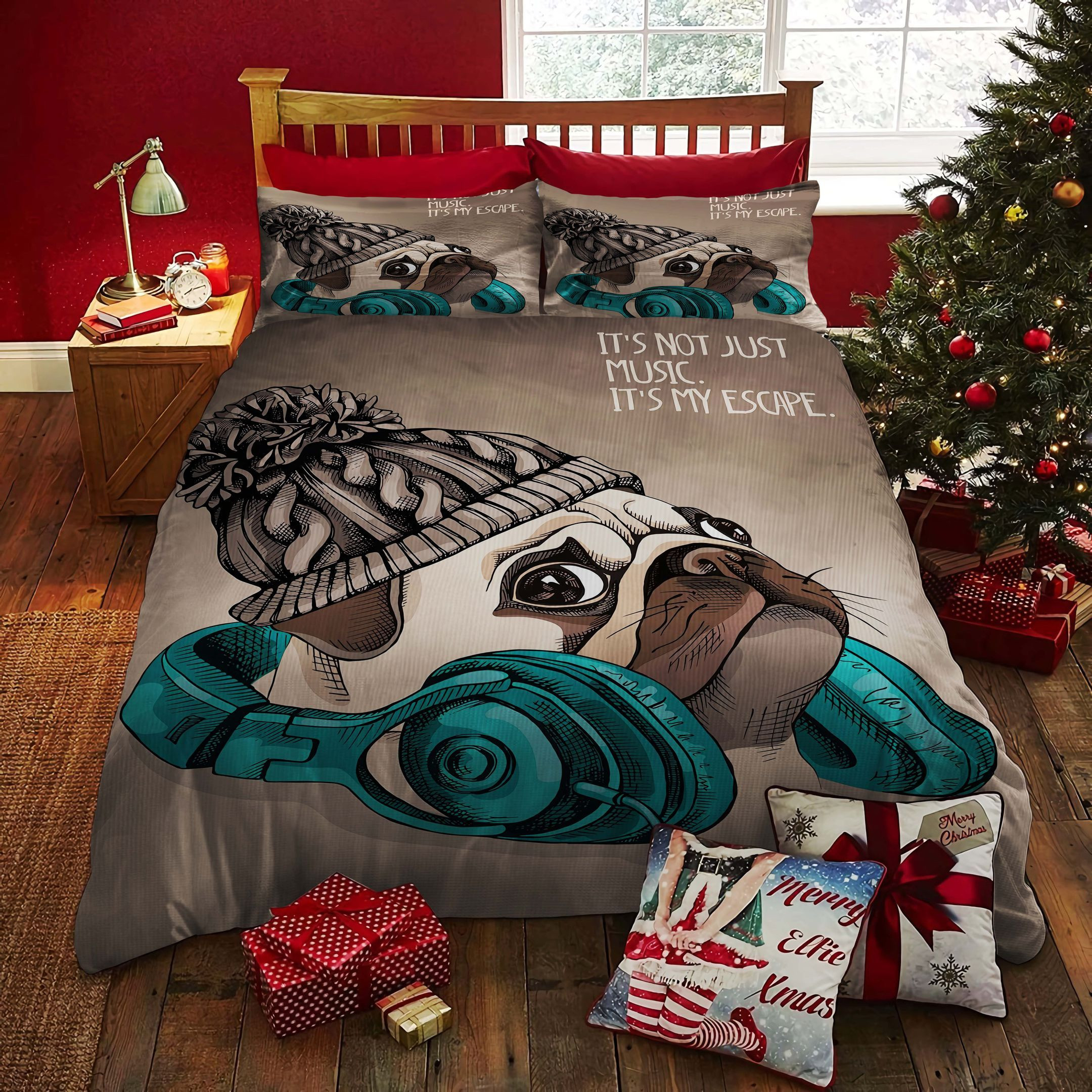 pug themed music bedding set perfect presents for birthdays christmas and thanksgiving vrg3y