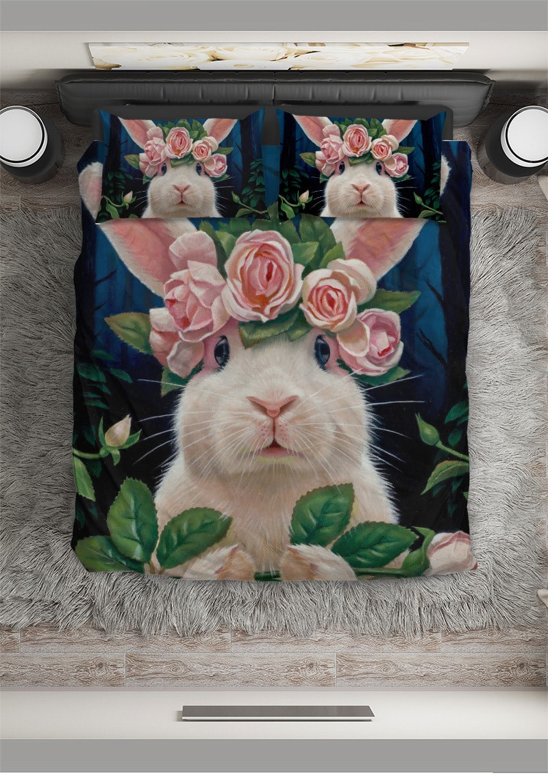 rabbit and rose bed sheet duvet cover bedding collections 6kign