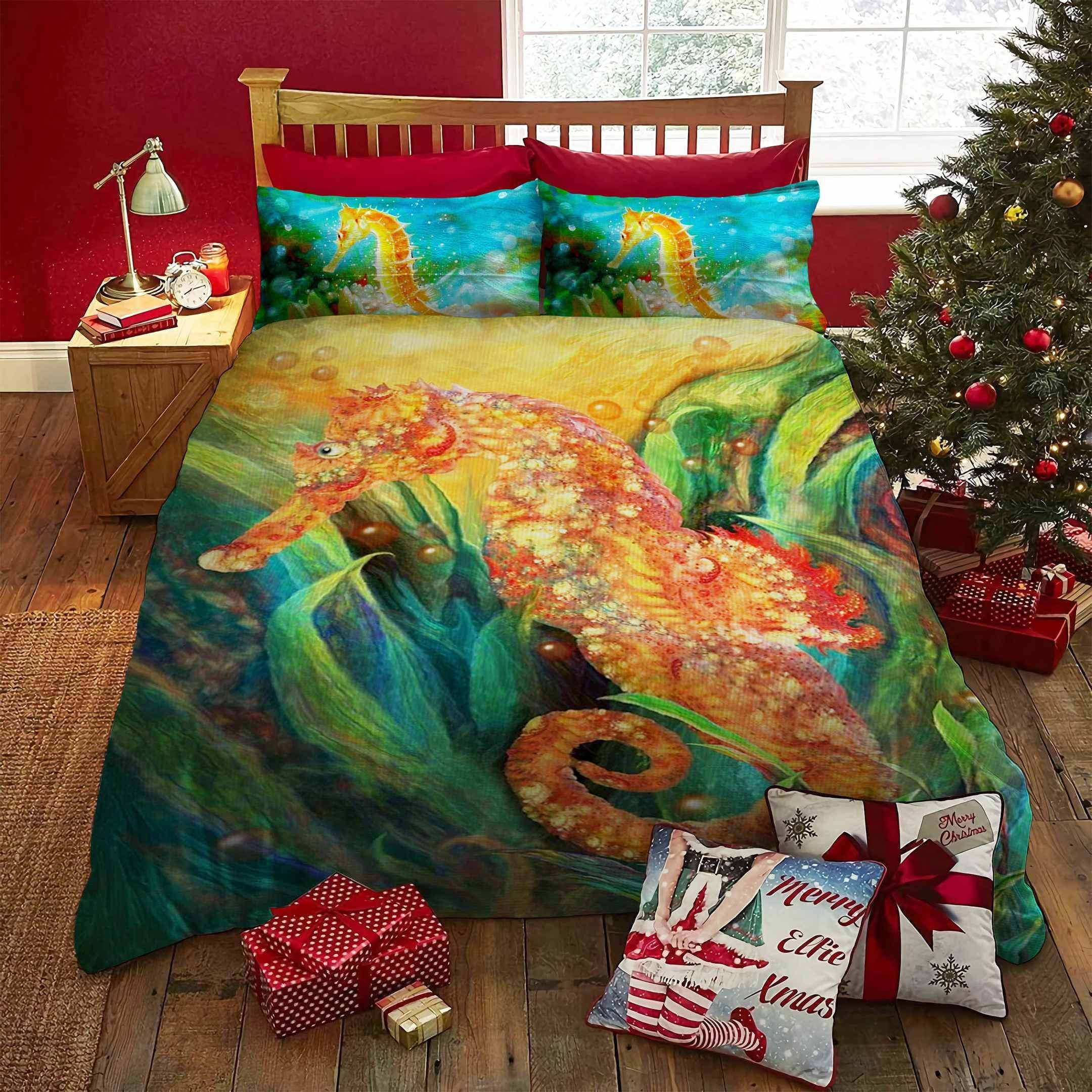 seahorse bedding set with sheets and duvet cover 8bxld