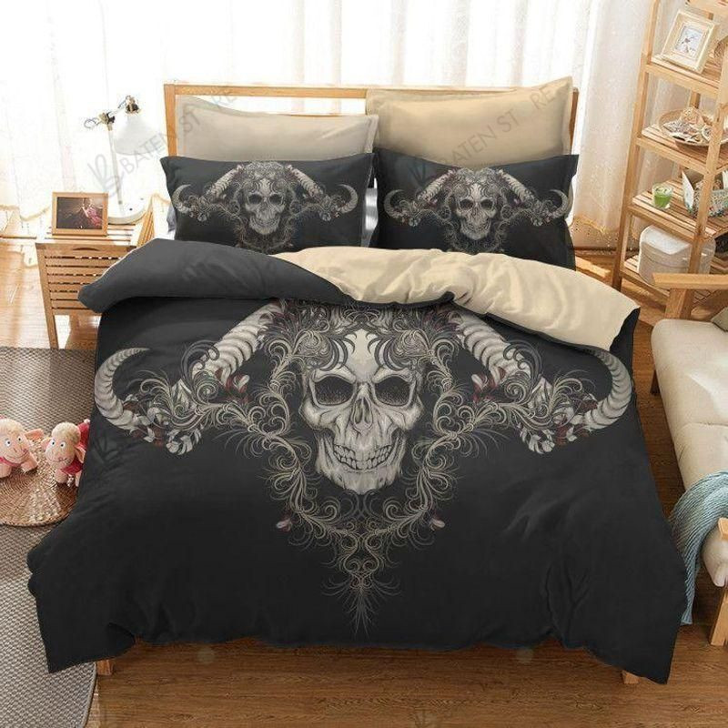 skull and horn bedding set with duvet cover perfect presents for birthdays christmas and thanksgiving 5nowi