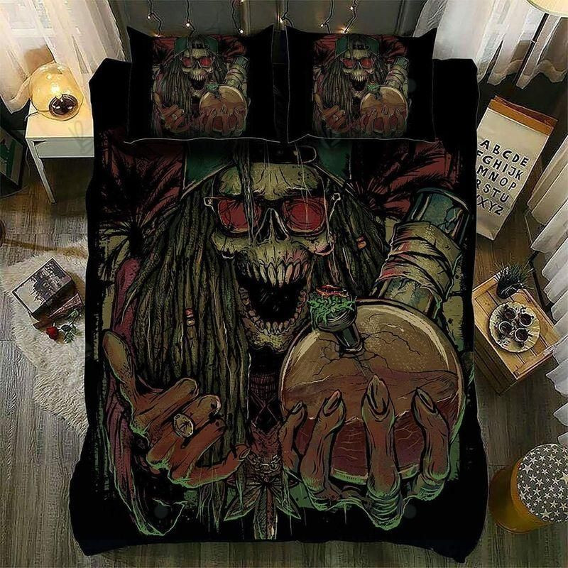 skull rastaman bed sheets duvet cover bedding set ideal presents for birthdays christmas and thanksgiving ts5hx