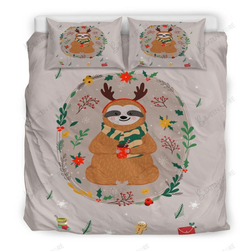 sloth holiday bedding set with duvet cover perfect presents for birthdays and christmas 7llb5