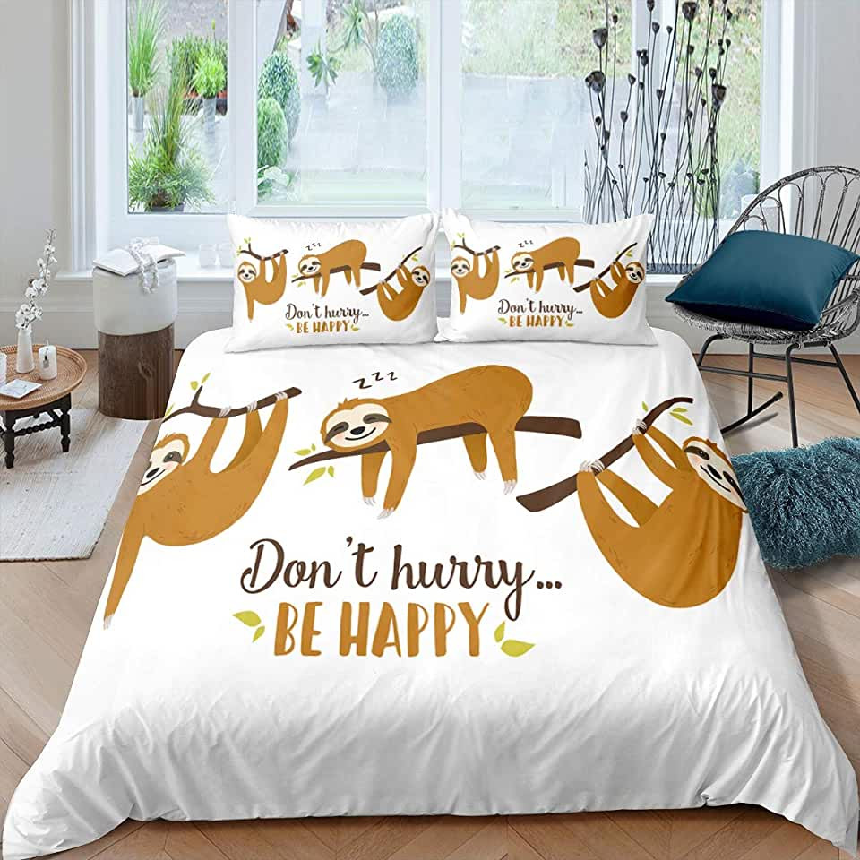 sloth joyful bed sheets duvet cover bedding collections itwkv