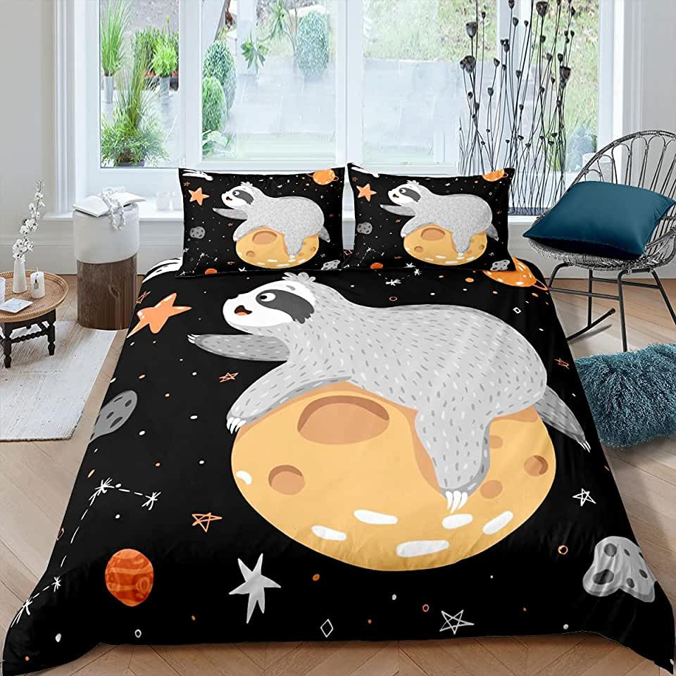 sloth space bed sheets duvet cover bedding collections ybitx