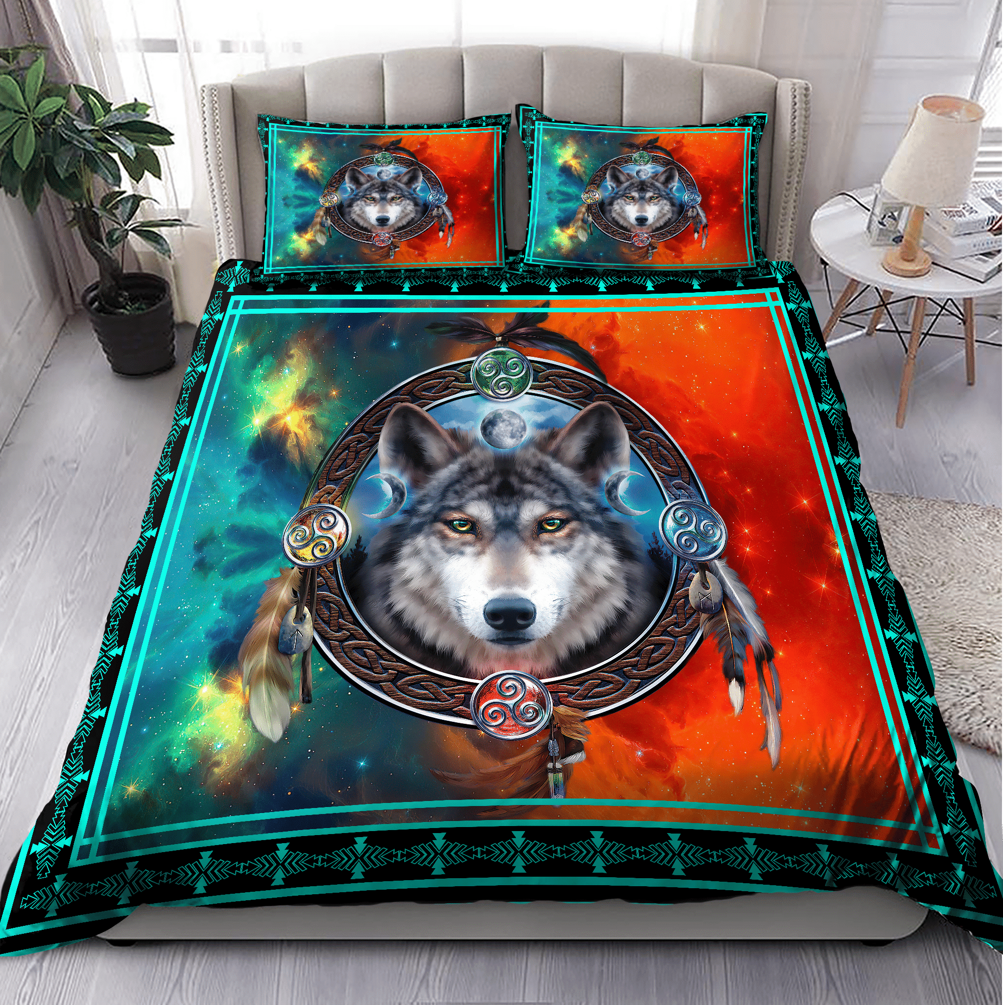 stunning fire and ice wolf duvet cover bedding ensemble hslym