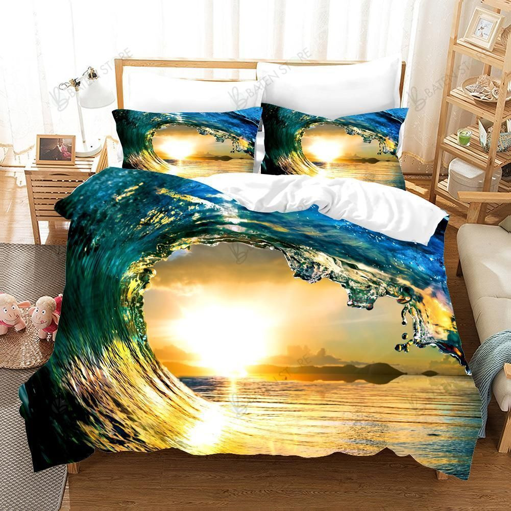 sunrise wave bed sheets duvet cover bedding set perfect presents for birthday christmas and thanksgiving kgzex