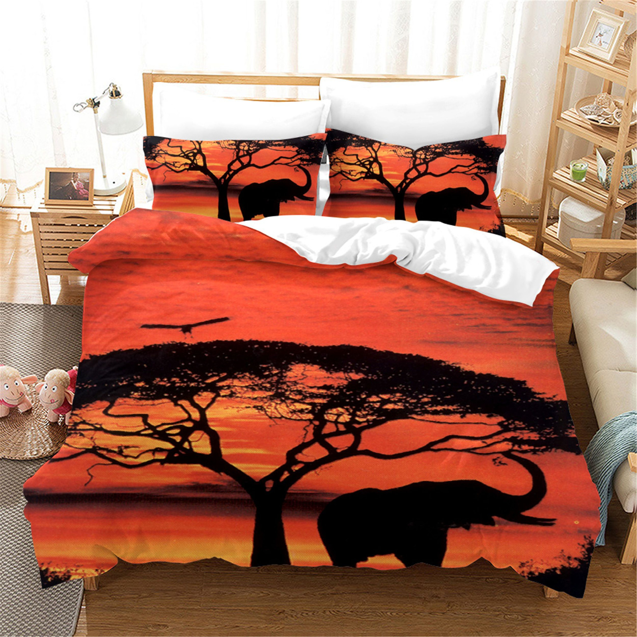 sunset elephant bedding sets with duvet cover and bed sheets 0lsfq