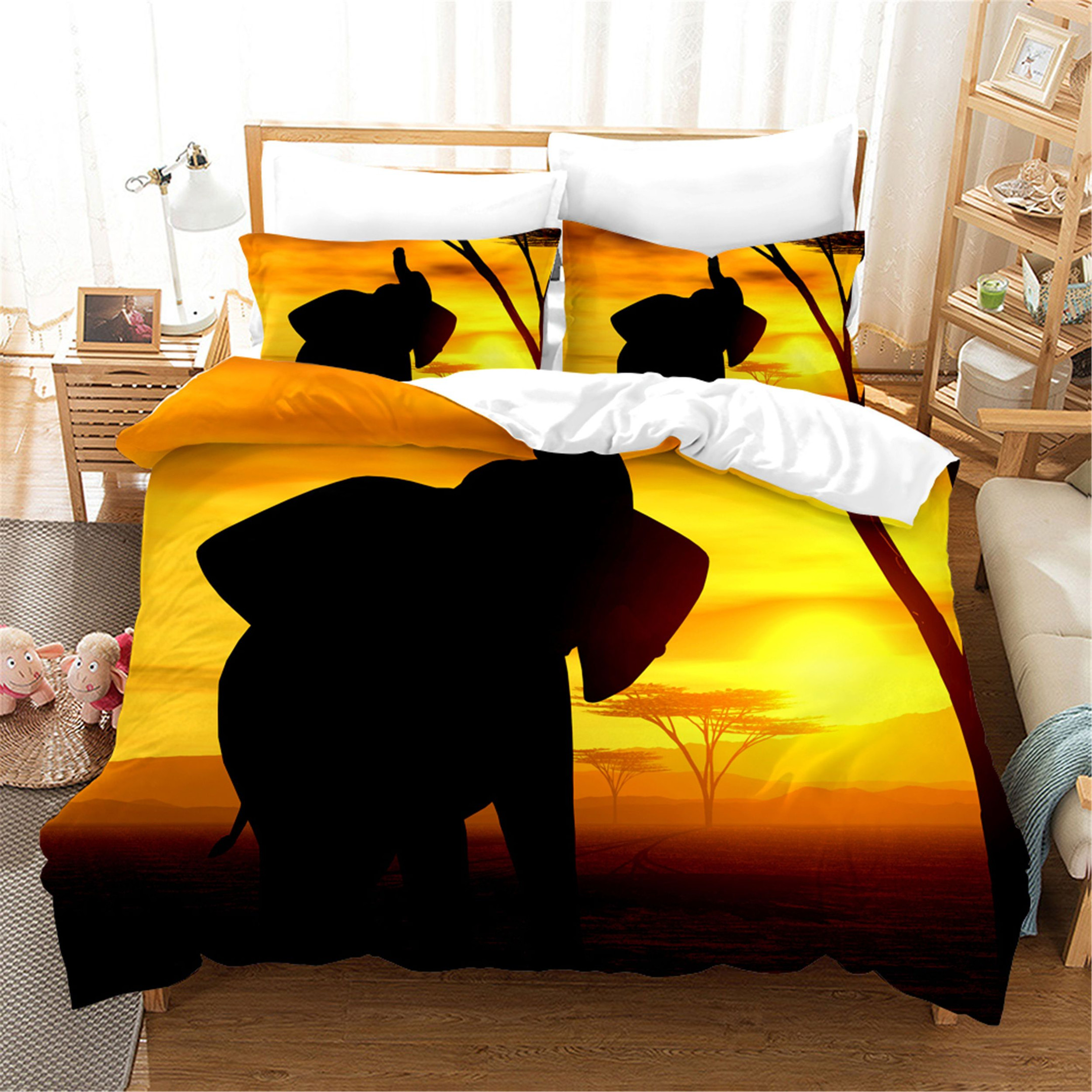 sunset elephant bedding sets with duvet cover and bed sheets l6rae