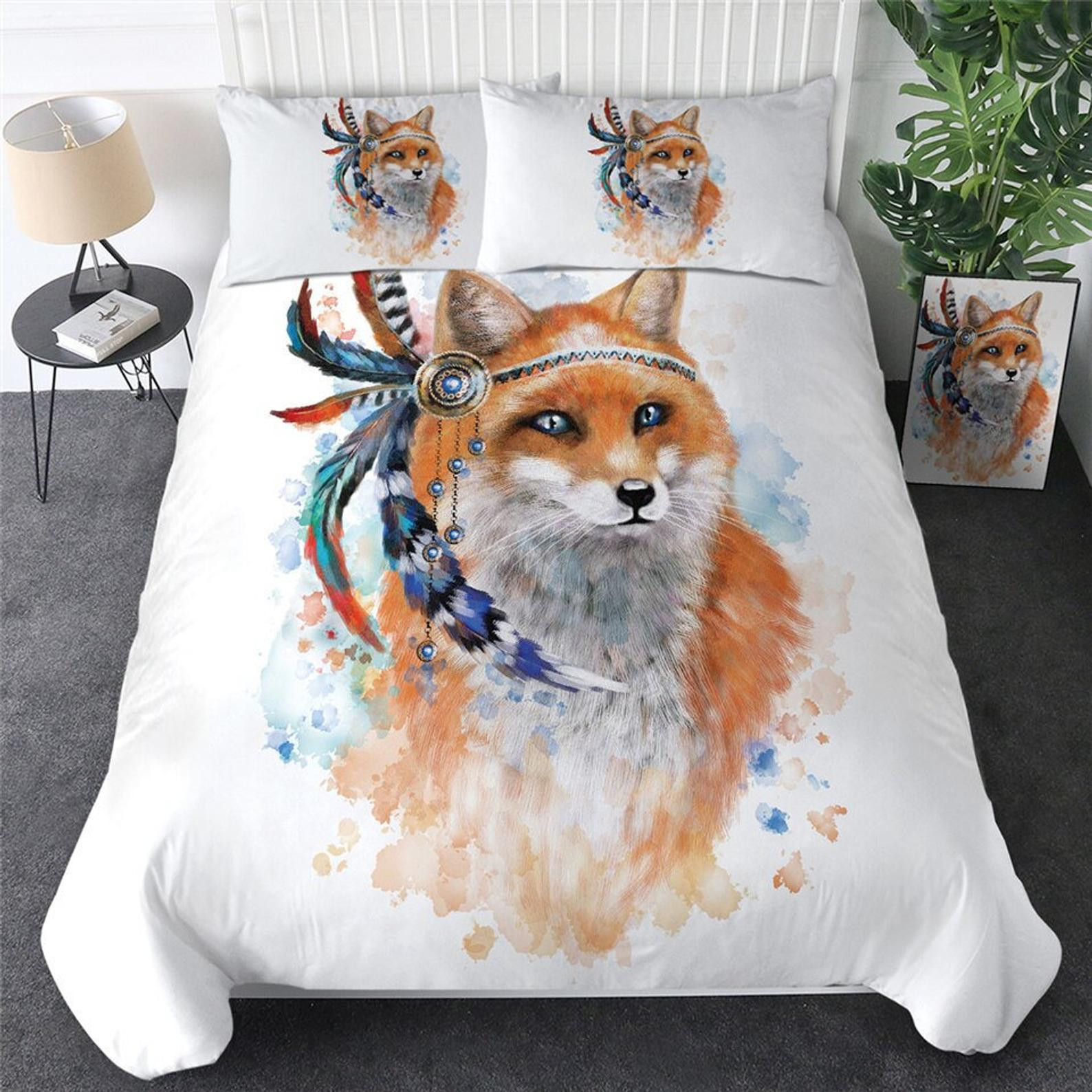 tribal fox print bed sheets duvet cover bedding ensemble gpbig