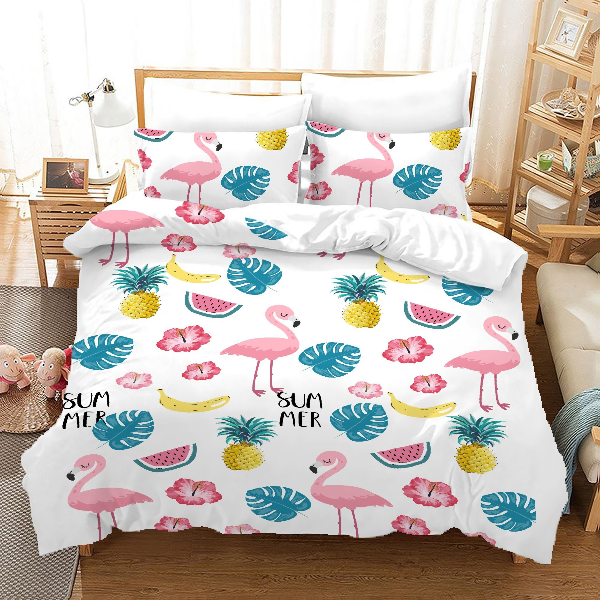 tropical flamingo bedding sets for summer with duvet cover and sheets 3mtin