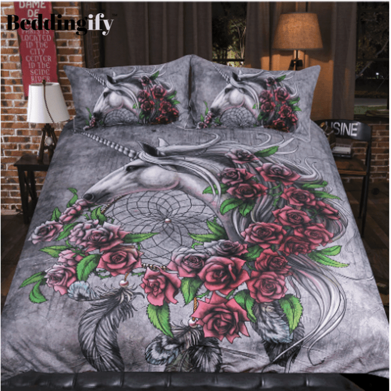unicorn bedding set with sheets and duvet cover spread sfgo4