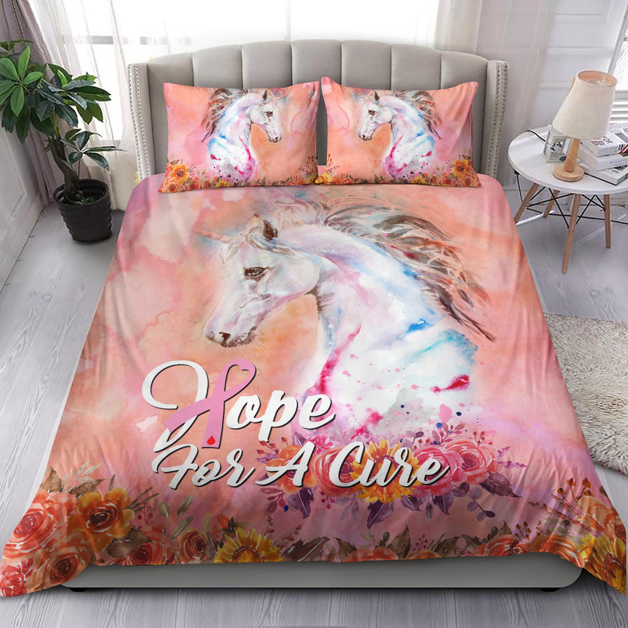 unicorn breast cancer support bedding collection bed sheets comforter duvet cover sets oukna