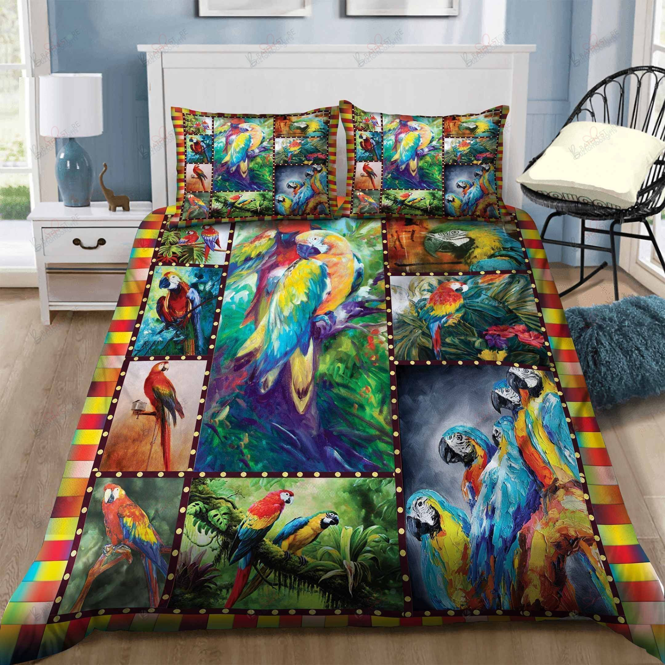 vibrant parrot bed sheets duvet cover bedding set perfect presents for birthdays holidays and special occasions nikaj