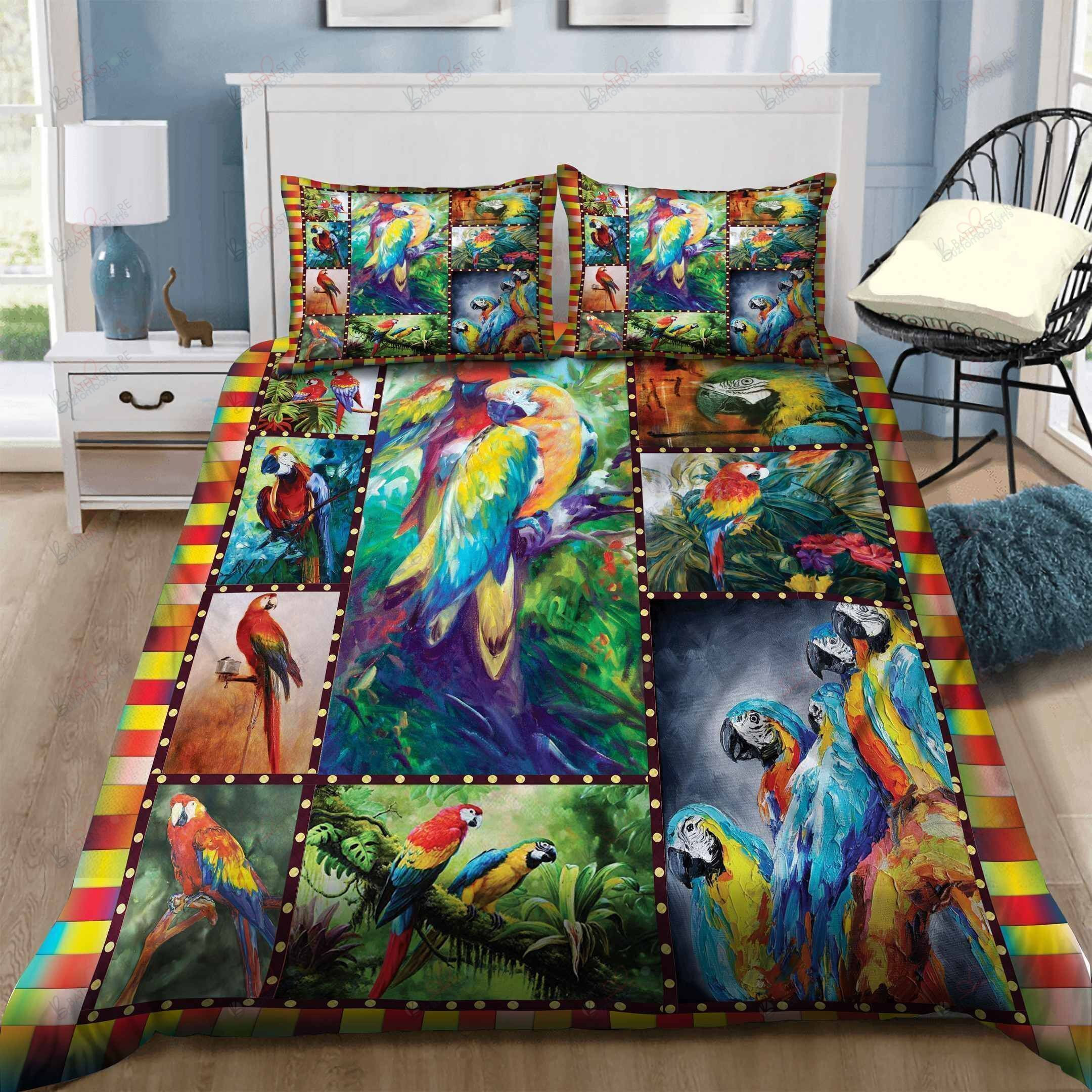 vibrant parrot bedding set with colorful sheets and duvet cover perfect presents for birthdays christmas and thanksgiving qxfgg