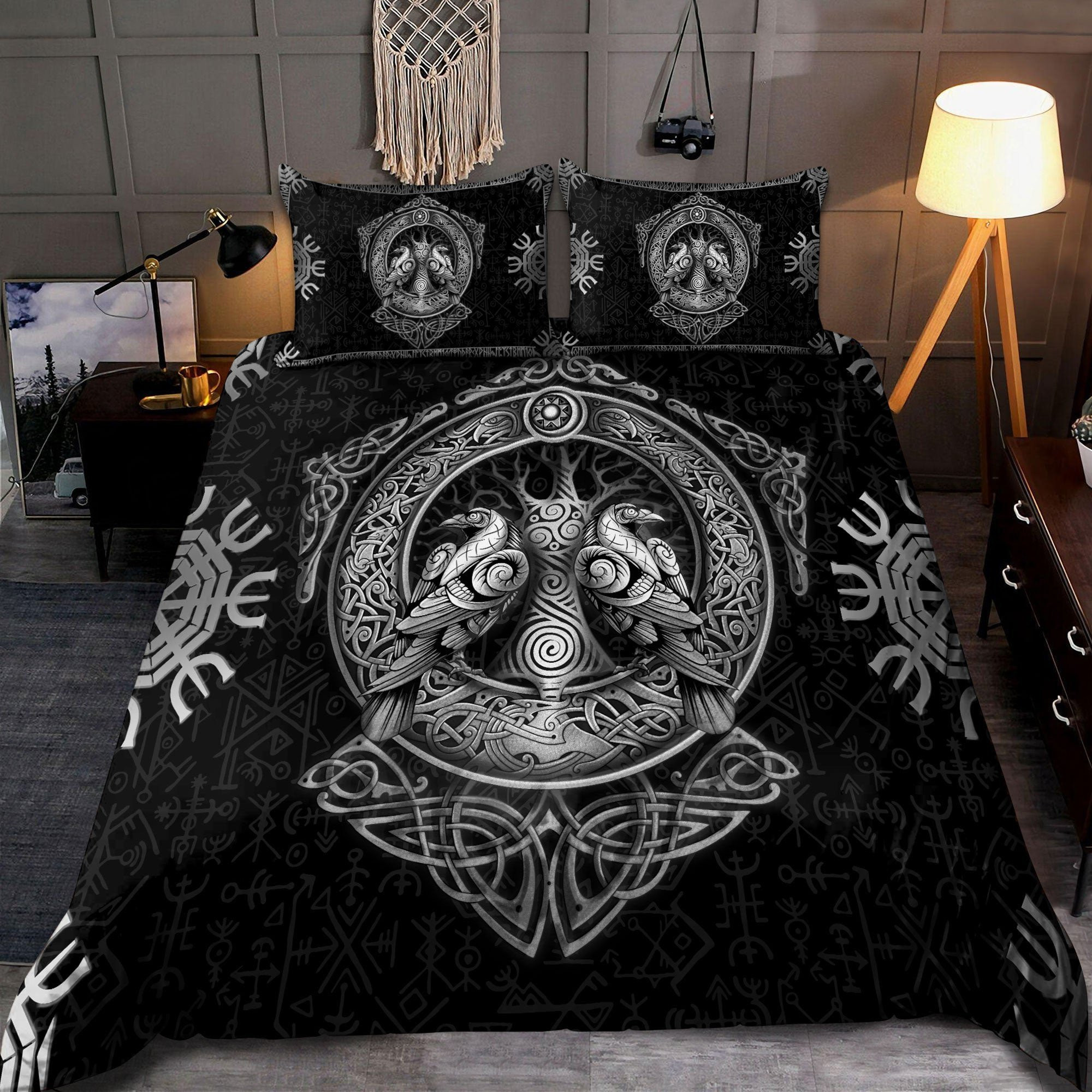 viking raven tree of life duvet cover bedding set n7weo