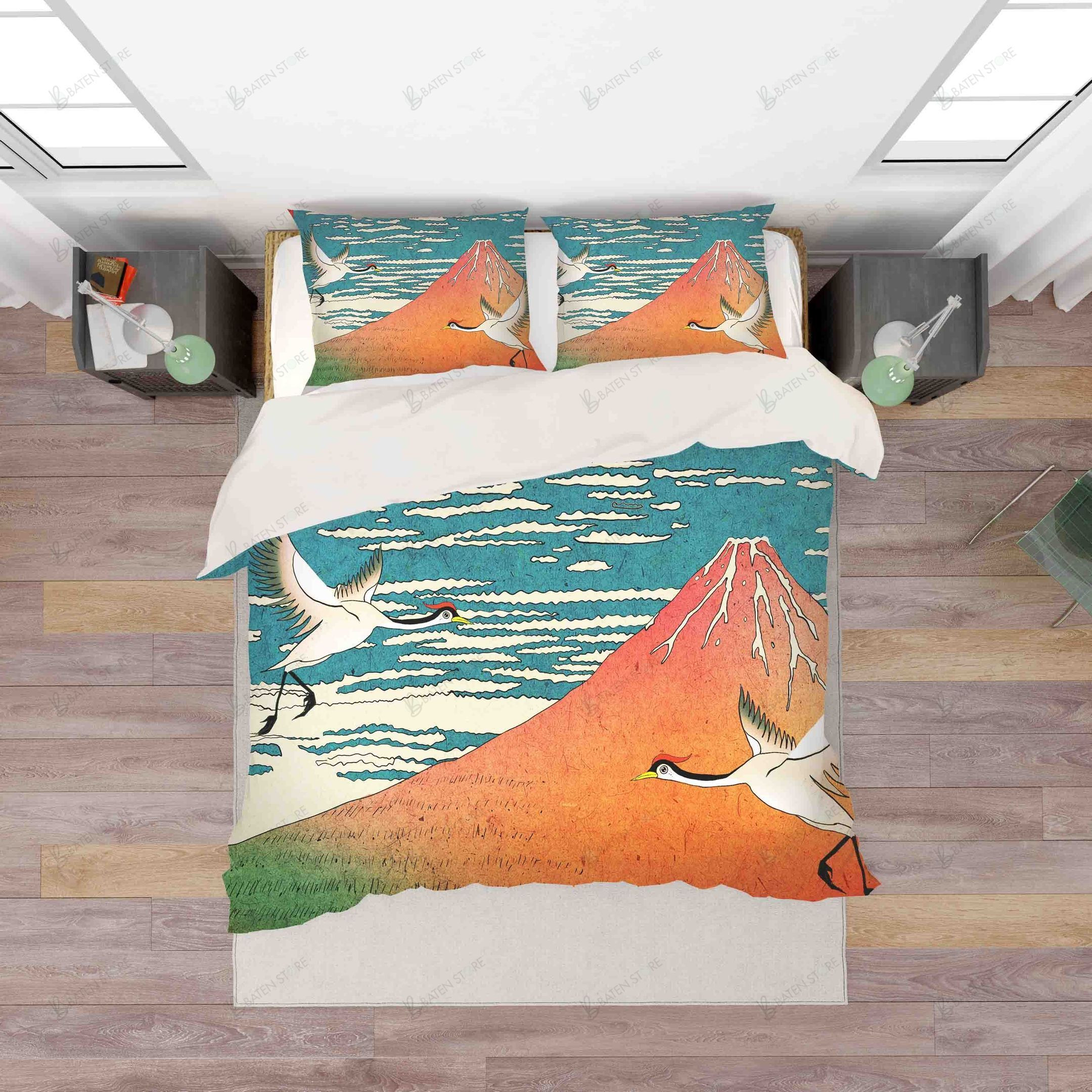 white crane sea bed sheets duvet cover bedding set ideal presents for birthday christmas thanksgiving 33iwz
