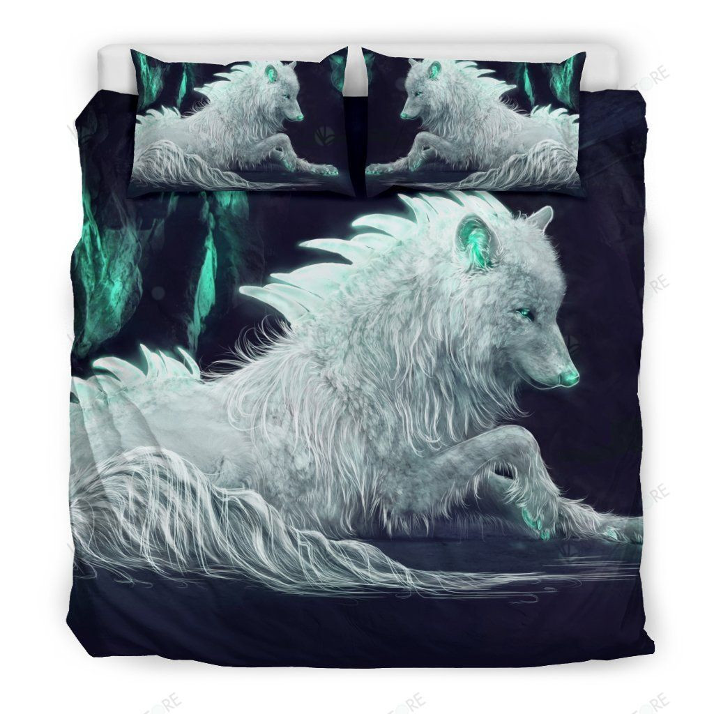 white wet wolf bed sheets duvet cover bedding set great gifts for birthday christmas thanksgiving hhtsu