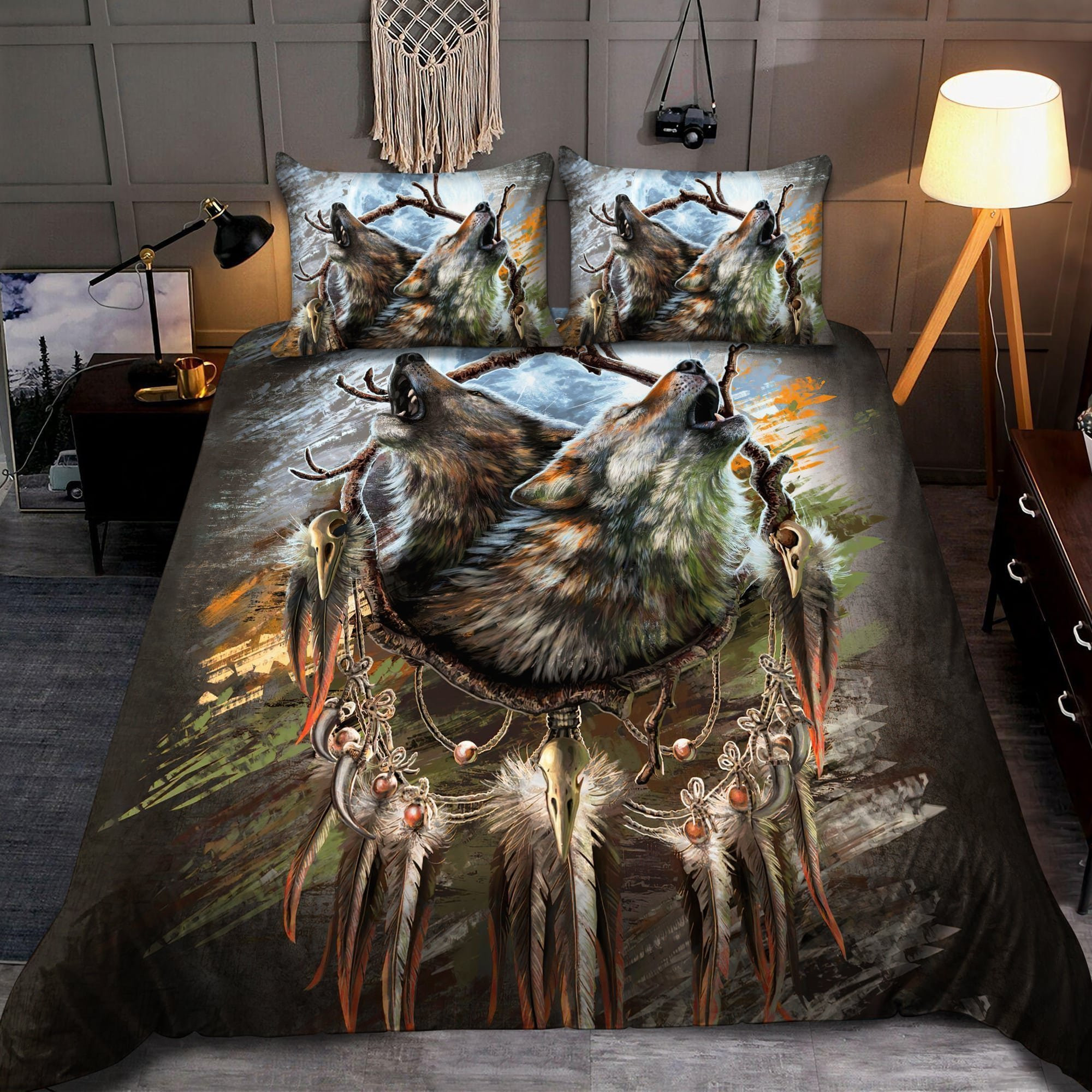 wolf 3d bedding set with sheets and duvet cover nqey0